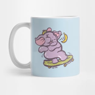 Asian purple elephant playing surf skate with banana Mug